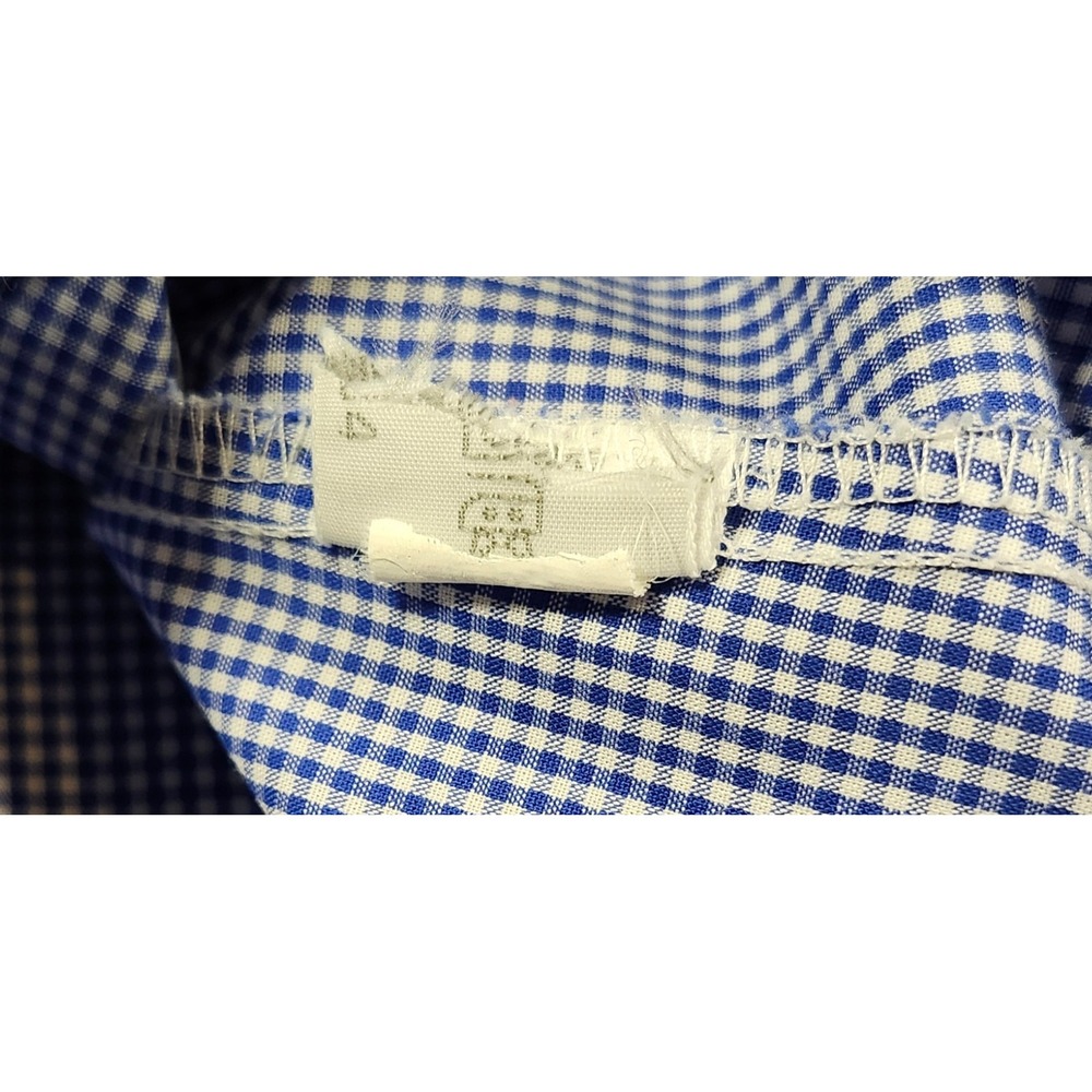 Foxcroft Blue Gingham Ruffle Front Wrinkle Free 3/4 Sleeve Button Shirt 18 0033 - Picture 8 of 10
